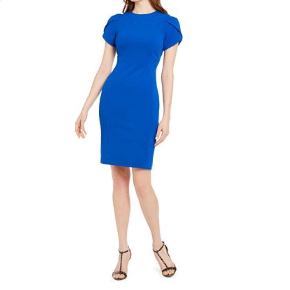 #CalvinKlein💙 Tulip-Sleeve Sheath Dress 💙Capri💙